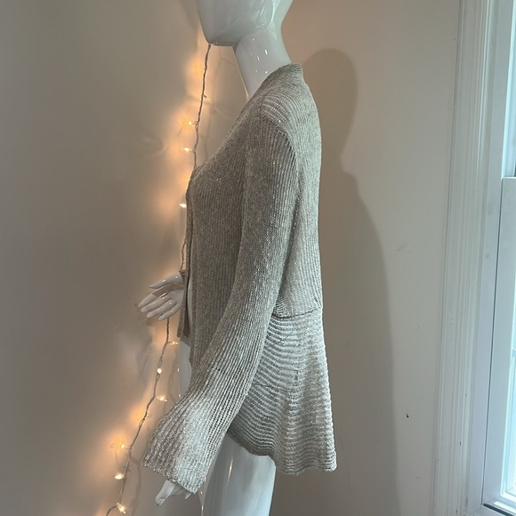 Eileen Fisher Open Knit Linen Waterfall Cardigan - Picture 8 of 10